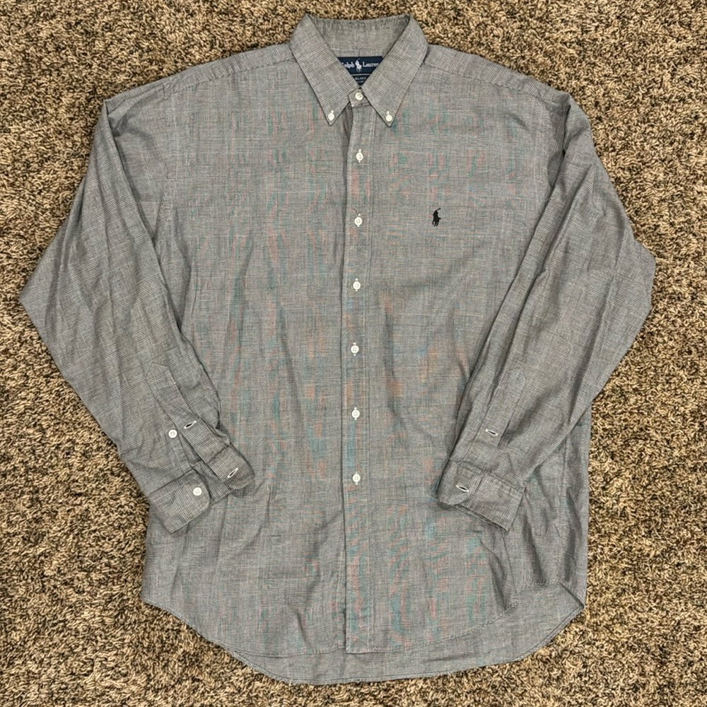 Men’s Polo Ralph Lauren Blake Gray Button Up Long Sleeve Dress Shirt - Size L